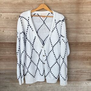 Vintage Venezia Monochrome Diamond Pattern Cardigan